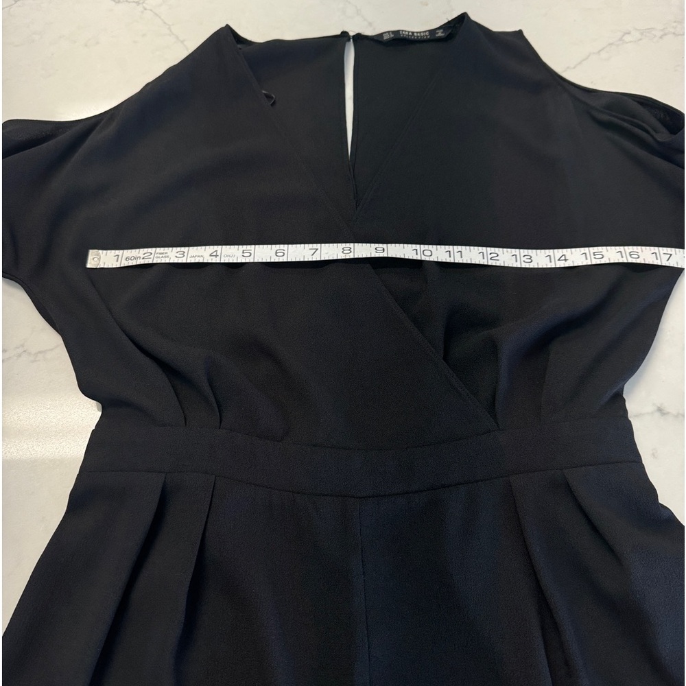 Zara Basic Black Romper With Cold Shoulder Size S… - image 6